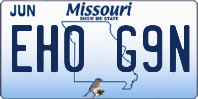 MO license plate EH0G9N