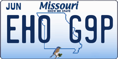 MO license plate EH0G9P