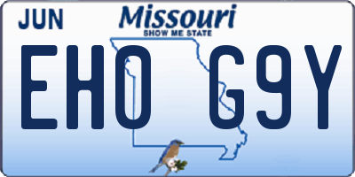 MO license plate EH0G9Y