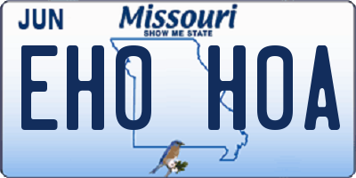 MO license plate EH0H0A