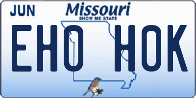 MO license plate EH0H0K