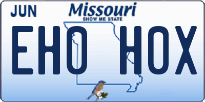 MO license plate EH0H0X