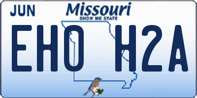 MO license plate EH0H2A