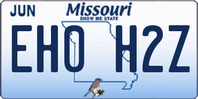 MO license plate EH0H2Z