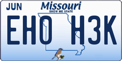 MO license plate EH0H3K