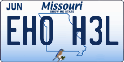 MO license plate EH0H3L