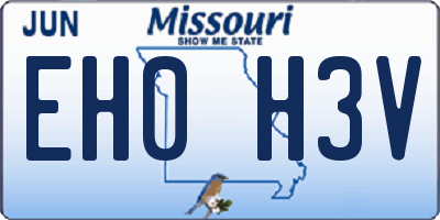 MO license plate EH0H3V