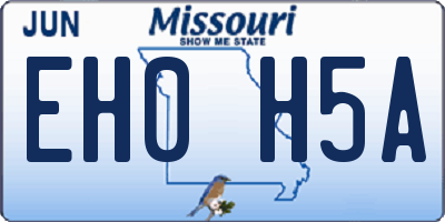 MO license plate EH0H5A
