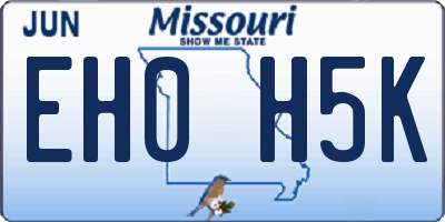 MO license plate EH0H5K