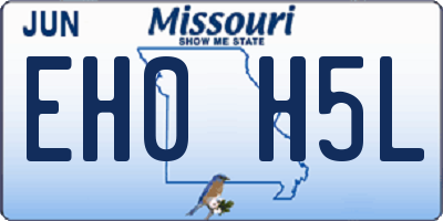 MO license plate EH0H5L