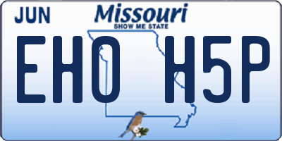 MO license plate EH0H5P