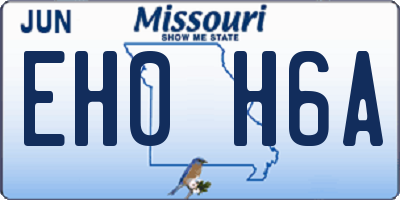 MO license plate EH0H6A