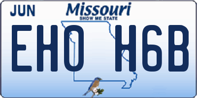 MO license plate EH0H6B