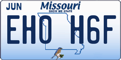 MO license plate EH0H6F
