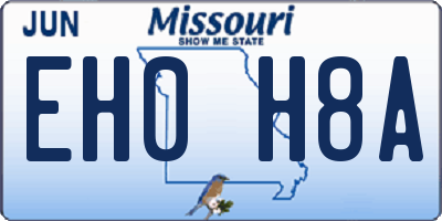 MO license plate EH0H8A