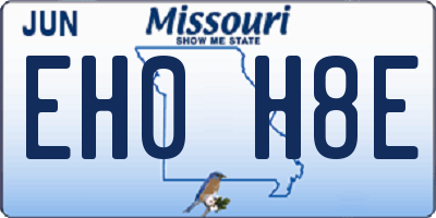 MO license plate EH0H8E