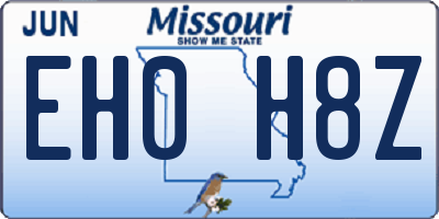 MO license plate EH0H8Z