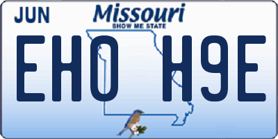MO license plate EH0H9E