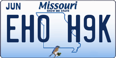 MO license plate EH0H9K