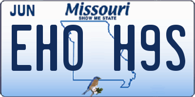 MO license plate EH0H9S
