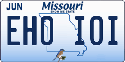 MO license plate EH0I0I