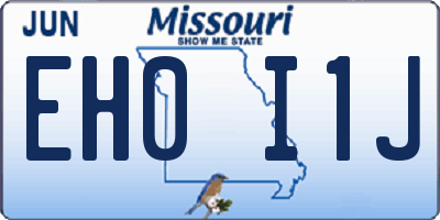 MO license plate EH0I1J