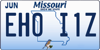 MO license plate EH0I1Z