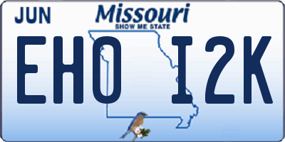 MO license plate EH0I2K
