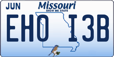 MO license plate EH0I3B