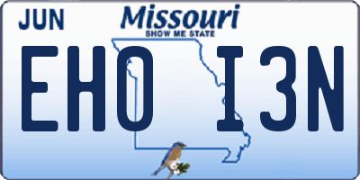 MO license plate EH0I3N
