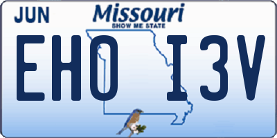MO license plate EH0I3V