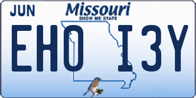MO license plate EH0I3Y