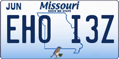 MO license plate EH0I3Z