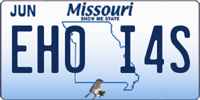MO license plate EH0I4S