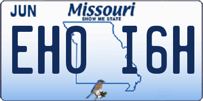 MO license plate EH0I6H