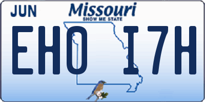 MO license plate EH0I7H