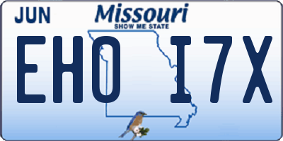 MO license plate EH0I7X