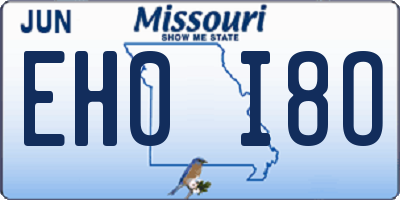 MO license plate EH0I8O