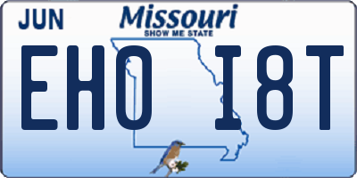 MO license plate EH0I8T
