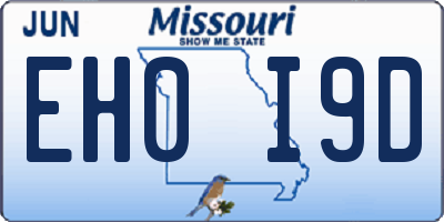 MO license plate EH0I9D