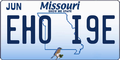 MO license plate EH0I9E