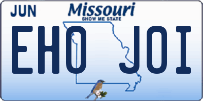 MO license plate EH0J0I