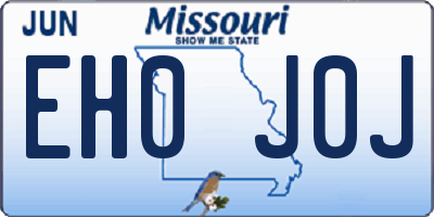 MO license plate EH0J0J