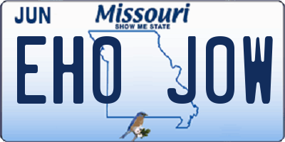 MO license plate EH0J0W