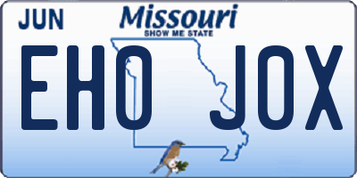 MO license plate EH0J0X