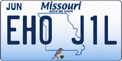 MO license plate EH0J1L