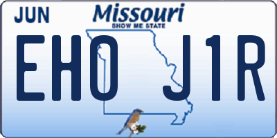 MO license plate EH0J1R