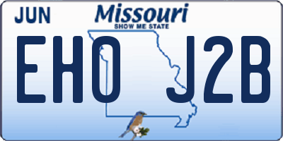 MO license plate EH0J2B