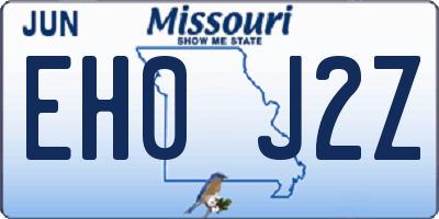 MO license plate EH0J2Z