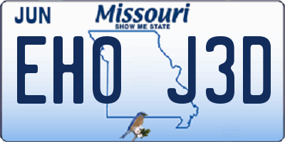 MO license plate EH0J3D